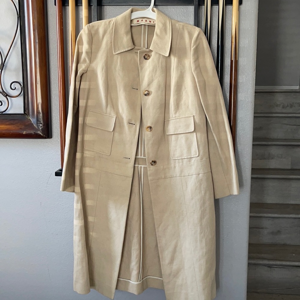 Marni Women Tan Cotton Long Jacket